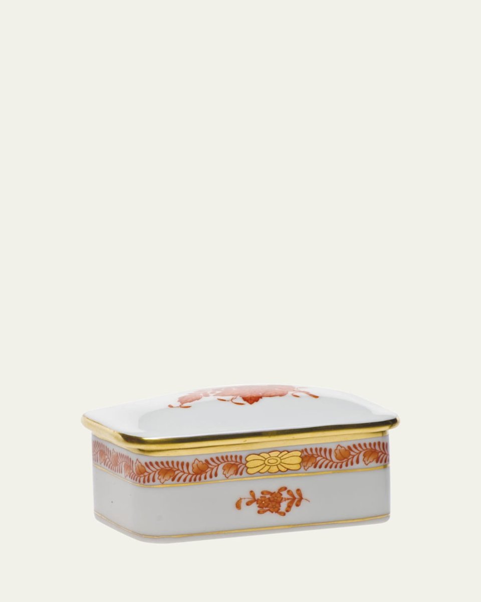 Chinese Bouquet Rectangular Box - Rust